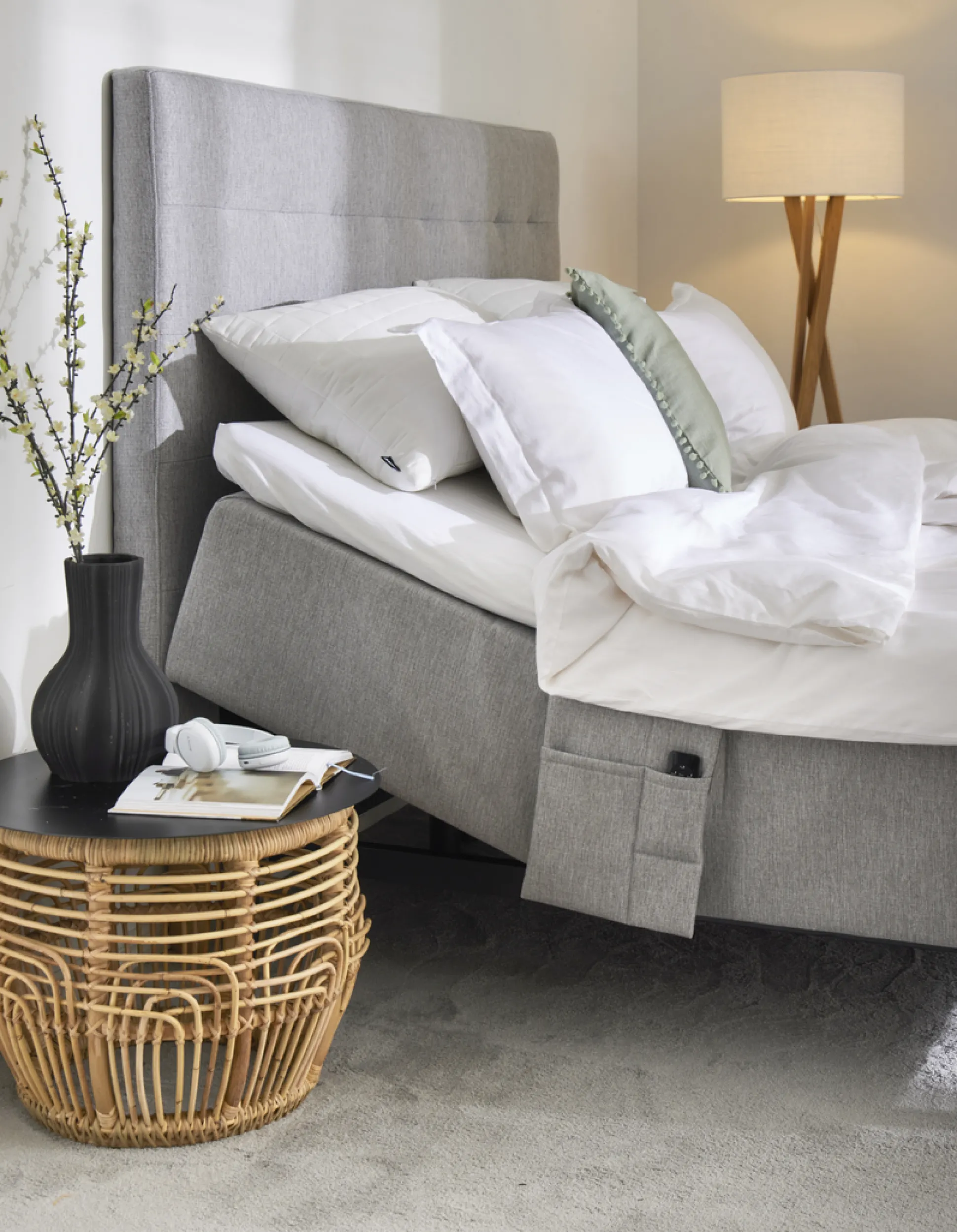 Asko Bonnell Dreamflow (moottorisänky vyöhyke 180x200cm medium harmaa (sis. 8cm älyvaahto pp + pikkuruutu pääty))