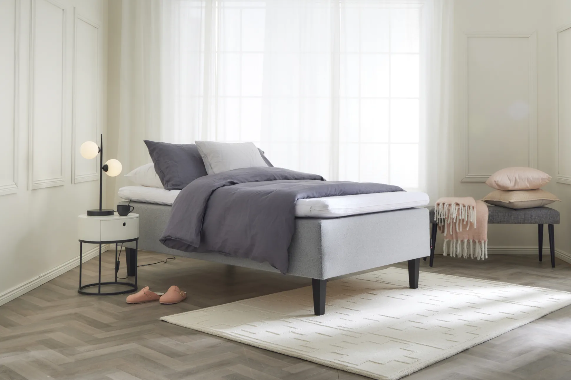 Asko Bonnell Relax (runkopatja 140x200cm hard, harmaa sis. 8cm älyvaahto-petauspatja)