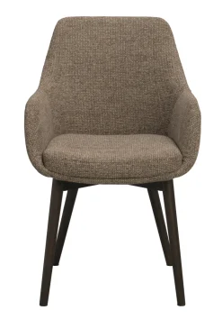 Denley (ruokatuoli käsinojilla tumma beige kangas/ruskea tammi jalat)