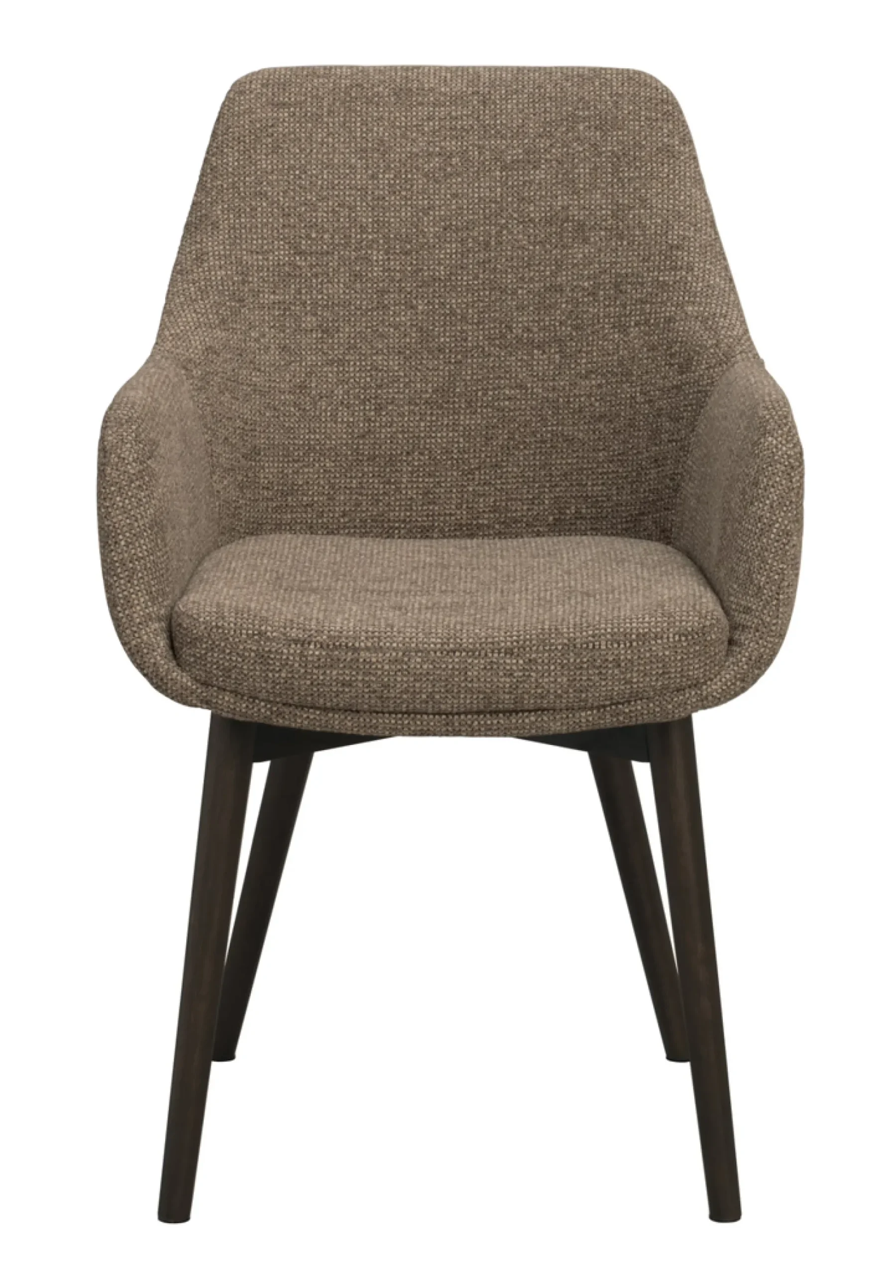 Denley (ruokatuoli käsinojilla tumma beige kangas/ruskea tammi jalat)