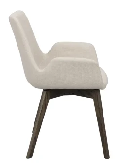 Drimsdale (ruokatuoli käsinojilla beige kangas/ruskea tammi jalat)