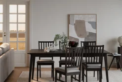 Filippa (ruokatuoli tummanruskea tammi/beige kangas istuin)