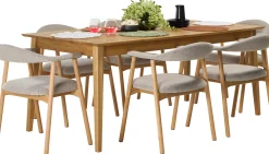 Frida & Addi (6-hengen ruokailuryhmä, beige/tammi 180cm)