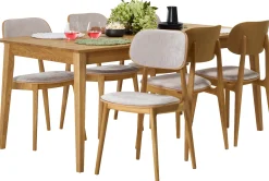 Frida & Starburst (6-hengen ruokailuryhmä, beige/tammi 180cm)