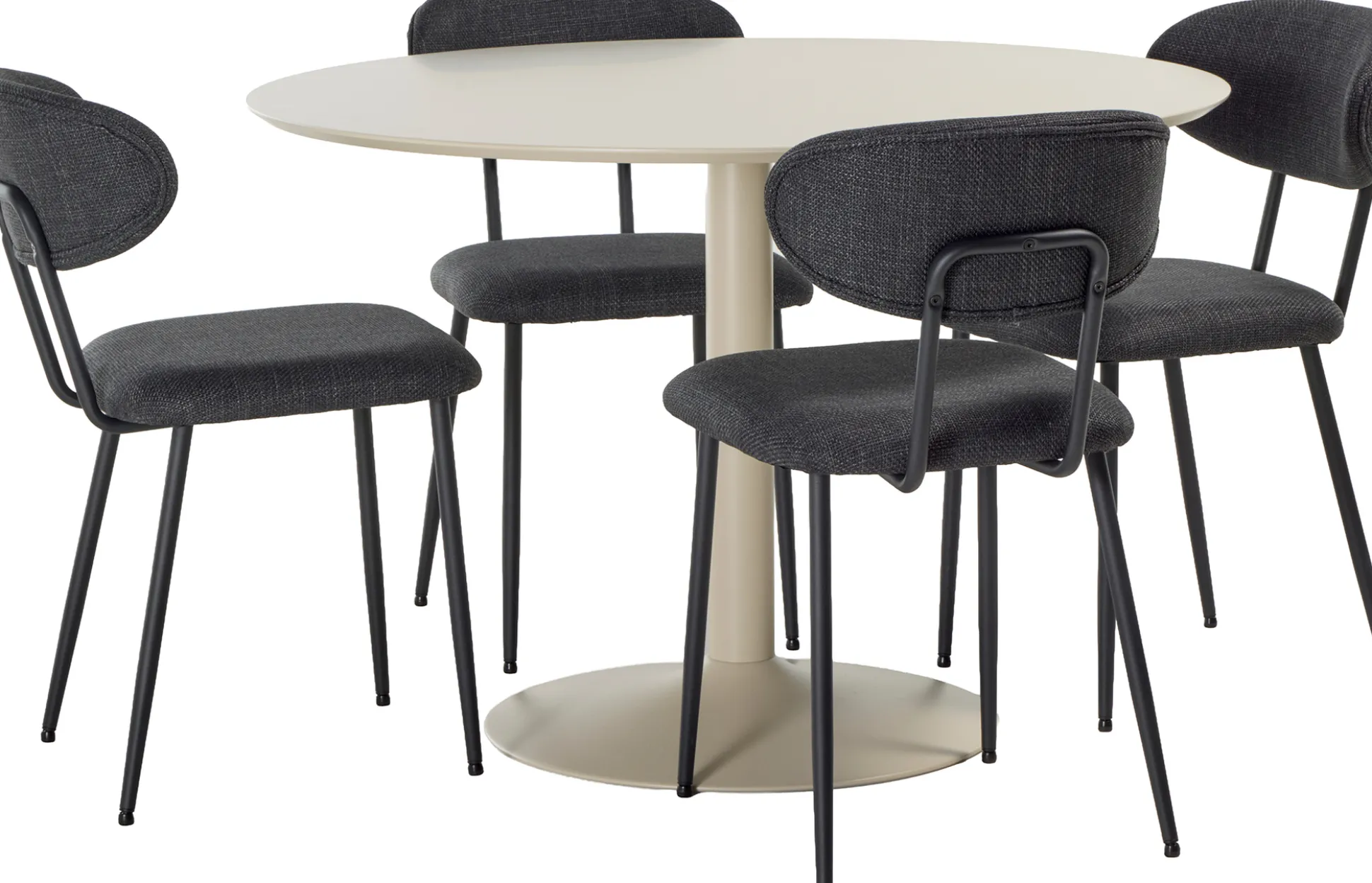 Ibiza & Denise (4-hengen ruokailuryhmä, beige/tummanharmaa, 110cm)