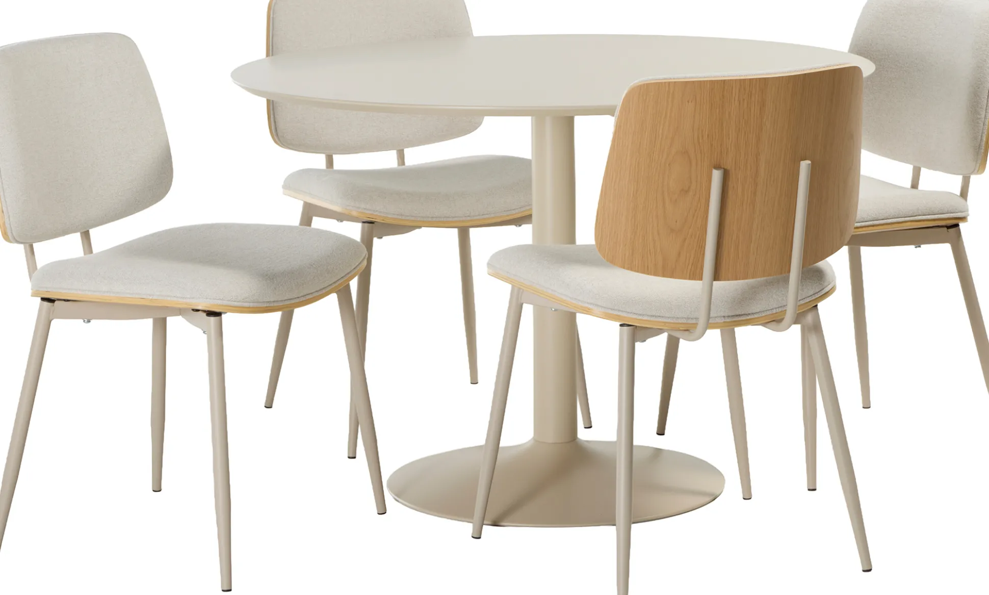 Ibiza & Owen (4-hengen ruokailuryhmä, beige, 110cm)