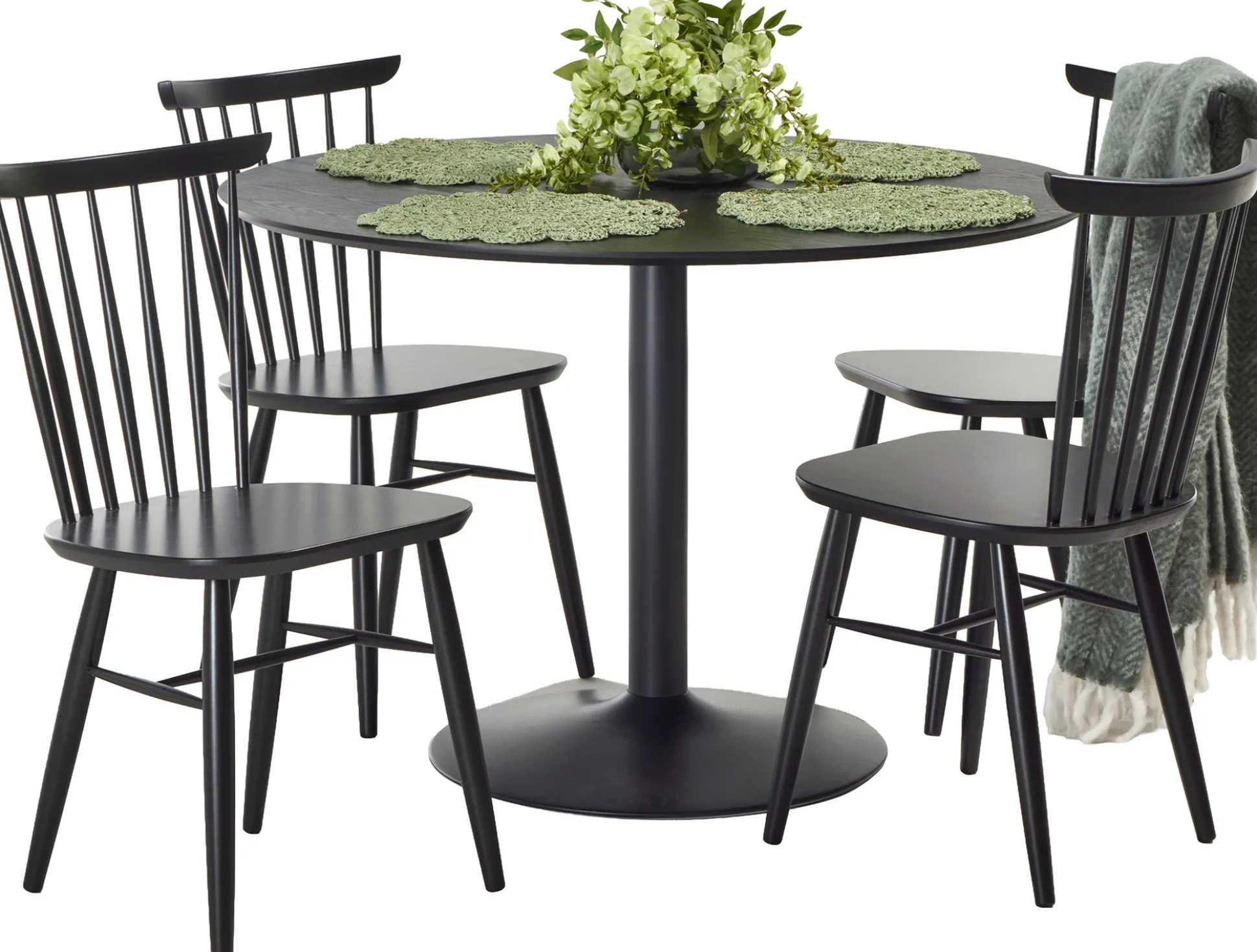 Ibiza & Venla (4-hengen ruokailuryhmä, musta 110cm)