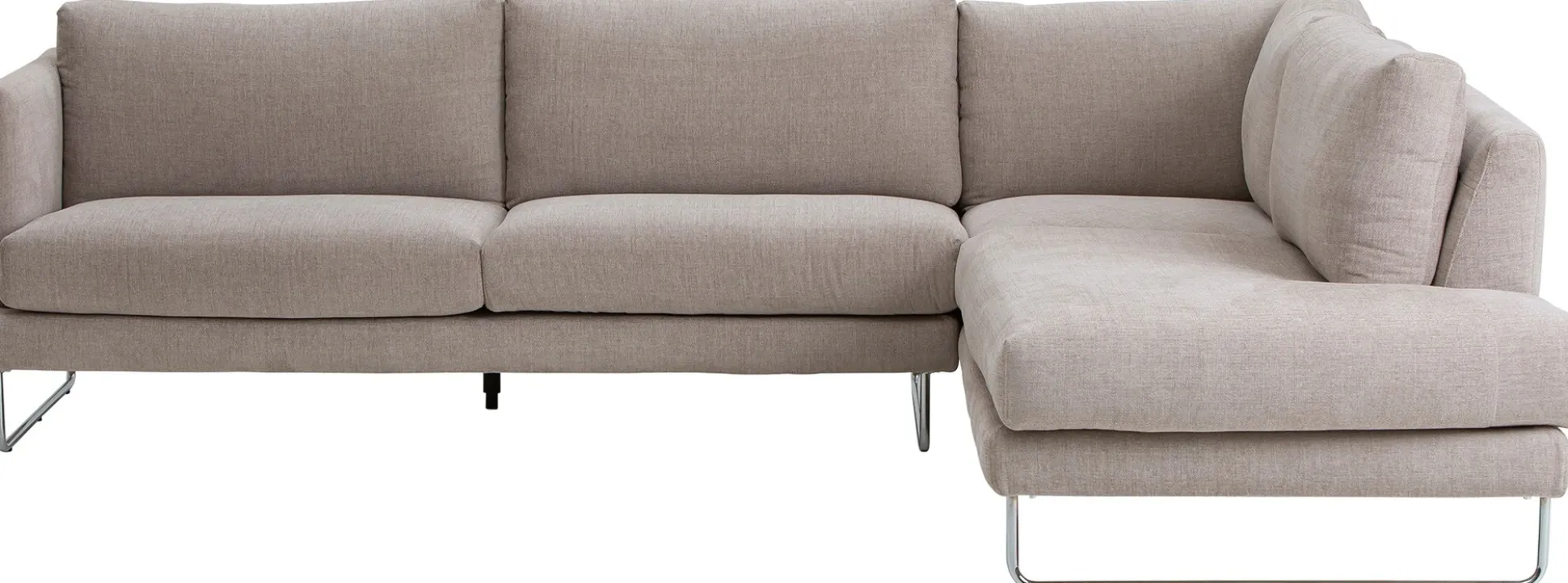 Jackson Soft (avokulmasohva oikea, beige / kromi jalka)