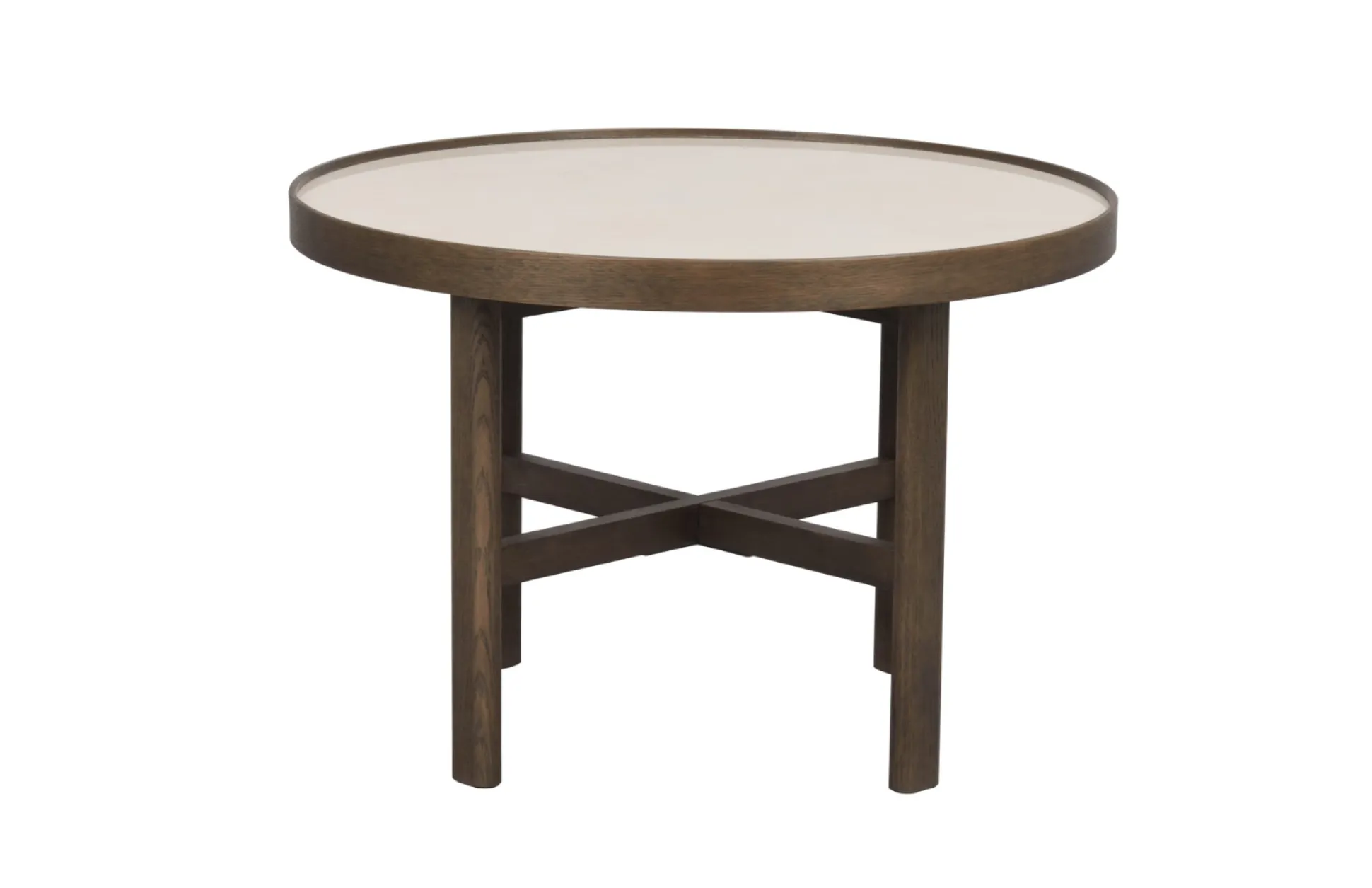 Marsden (sohvapöytä pyöreä 60 beige keramiikka/ruskea tammi)