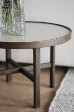 Marsden (sohvapöytä pyöreä 60 beige keramiikka/ruskea tammi)
