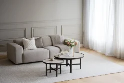 Marsden (sohvapöytä pyöreä 60 beige keramiikka/ruskea tammi)