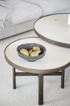 Marsden (sohvapöytä pyöreä 60 beige keramiikka/ruskea tammi)