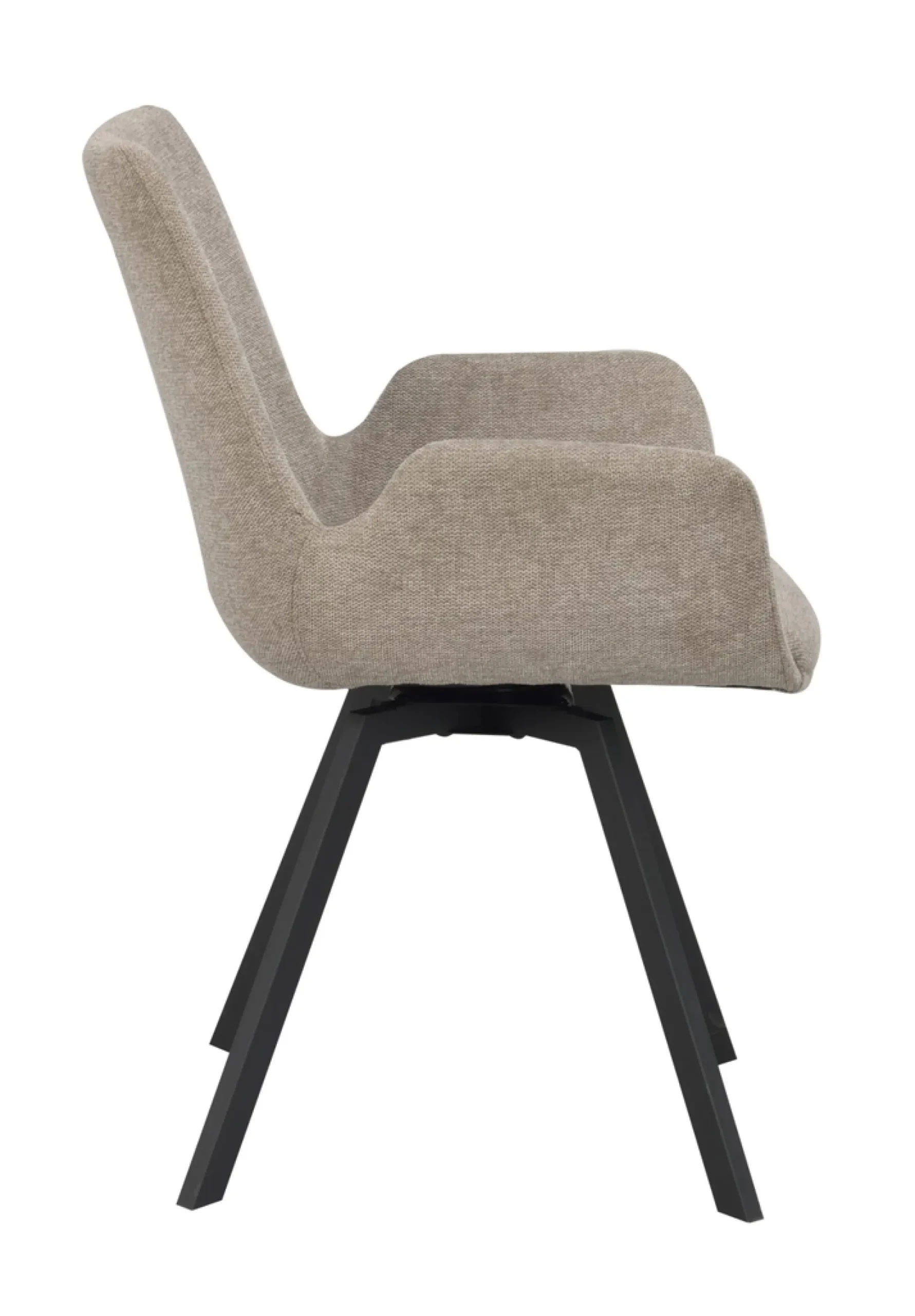 Norwell (ruokatuoli käsinojilla beige kangas/musta metalli pyörivä)