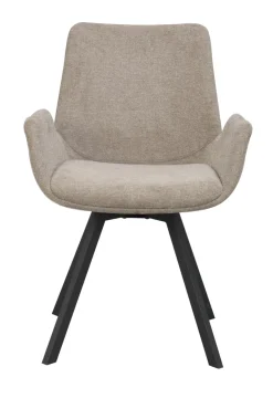 Norwell (ruokatuoli käsinojilla beige kangas/musta metalli pyörivä)