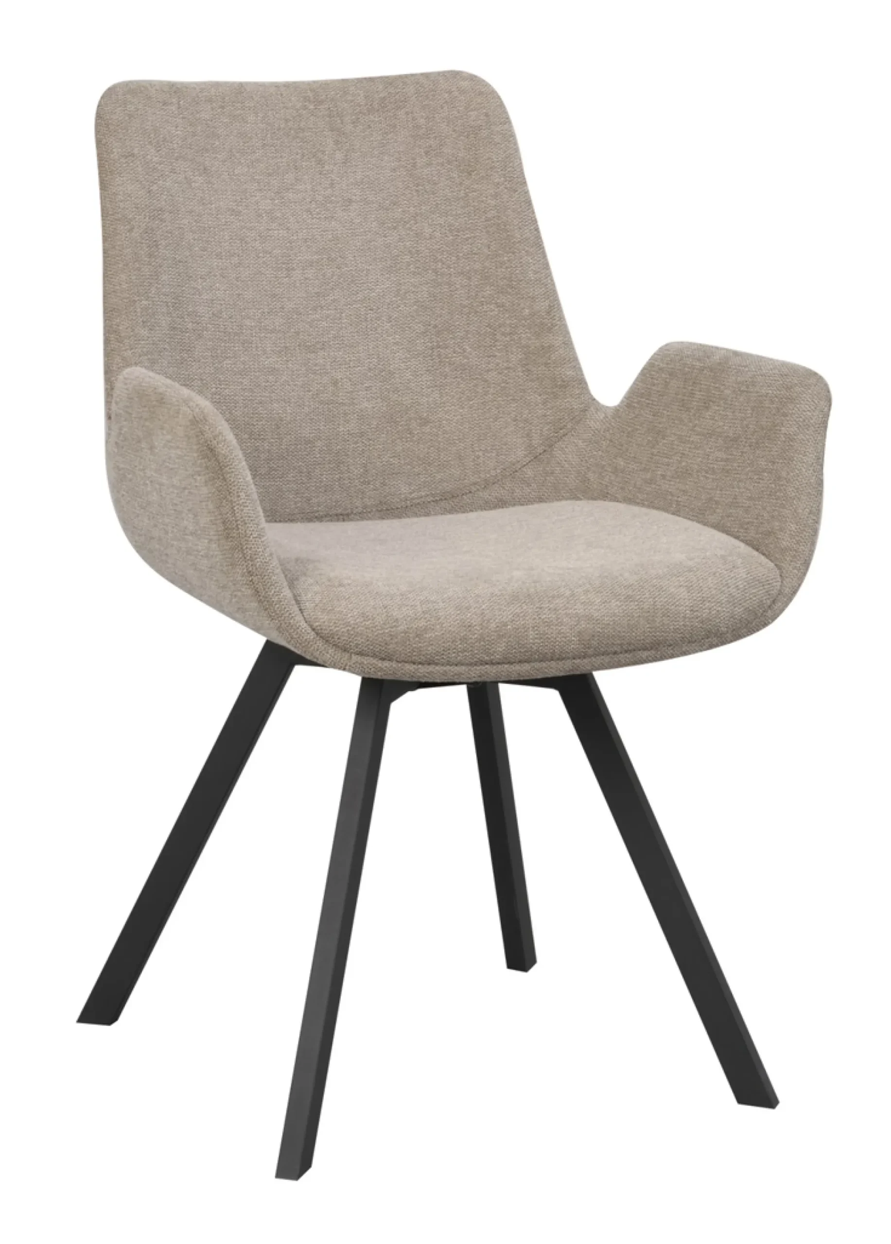 Norwell (ruokatuoli käsinojilla beige kangas/musta metalli pyörivä)