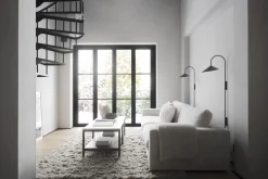 Orwel (sohvapöytä 140x60 beige travertiini/ruskea tammi)
