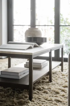 Orwel (sohvapöytä 140x60 beige travertiini/ruskea tammi)