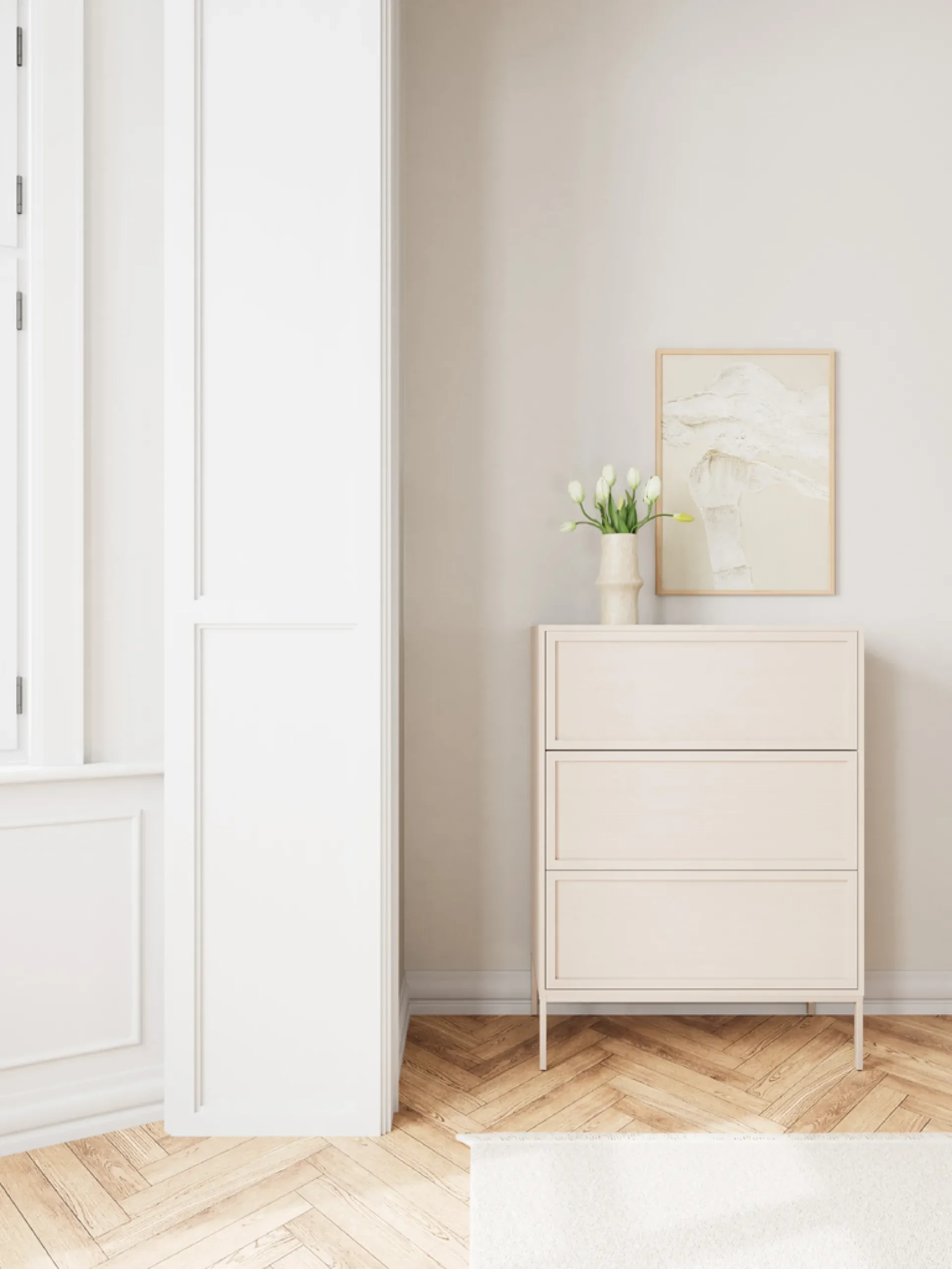 Palmdale (lipasto korkea 80x40x110 cm beige/harmaa)