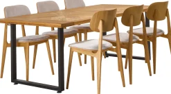 Starburst (6-hengen ruokailuryhmä, beige/tammi 200cm)