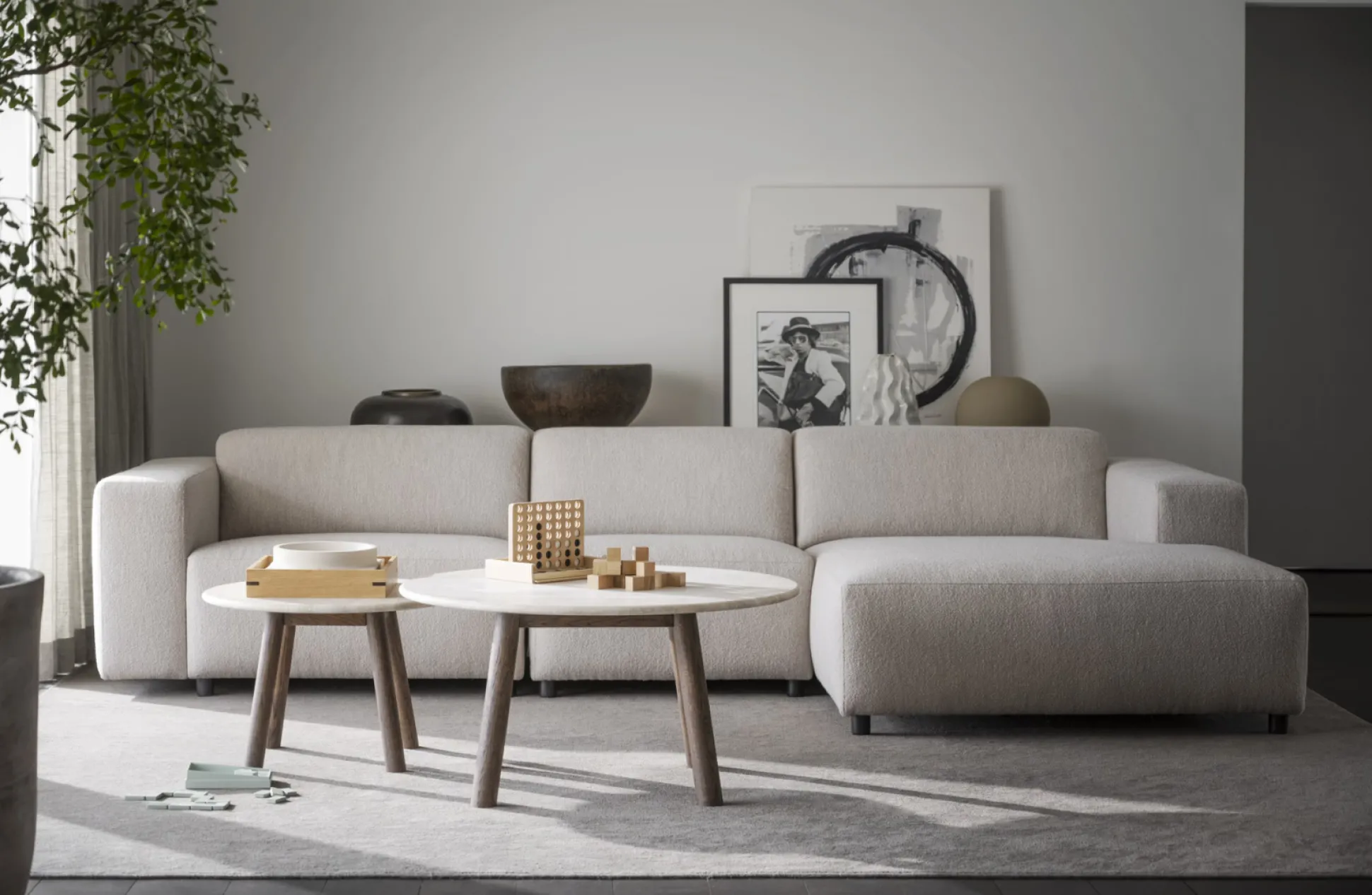 Taransay (sohvapöytä pyöreä 60 beige travertiini/ruskea tammi)