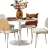 Tarifa & Owen (4-hengen ruokailuryhmä, valkoinen/beige 110cm)
