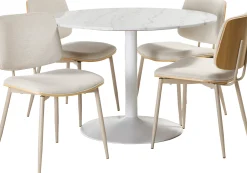 Tarifa & Owen (4-hengen ruokailuryhmä, valkoinen/beige 110cm)