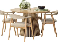 Venla & Addi (4-hengen ruokailuryhmä, beige/tammi 120cm)