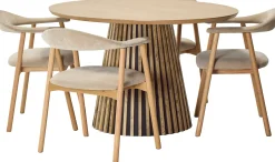 Venla & Addi (4-hengen ruokailuryhmä, beige/tammi 120cm)