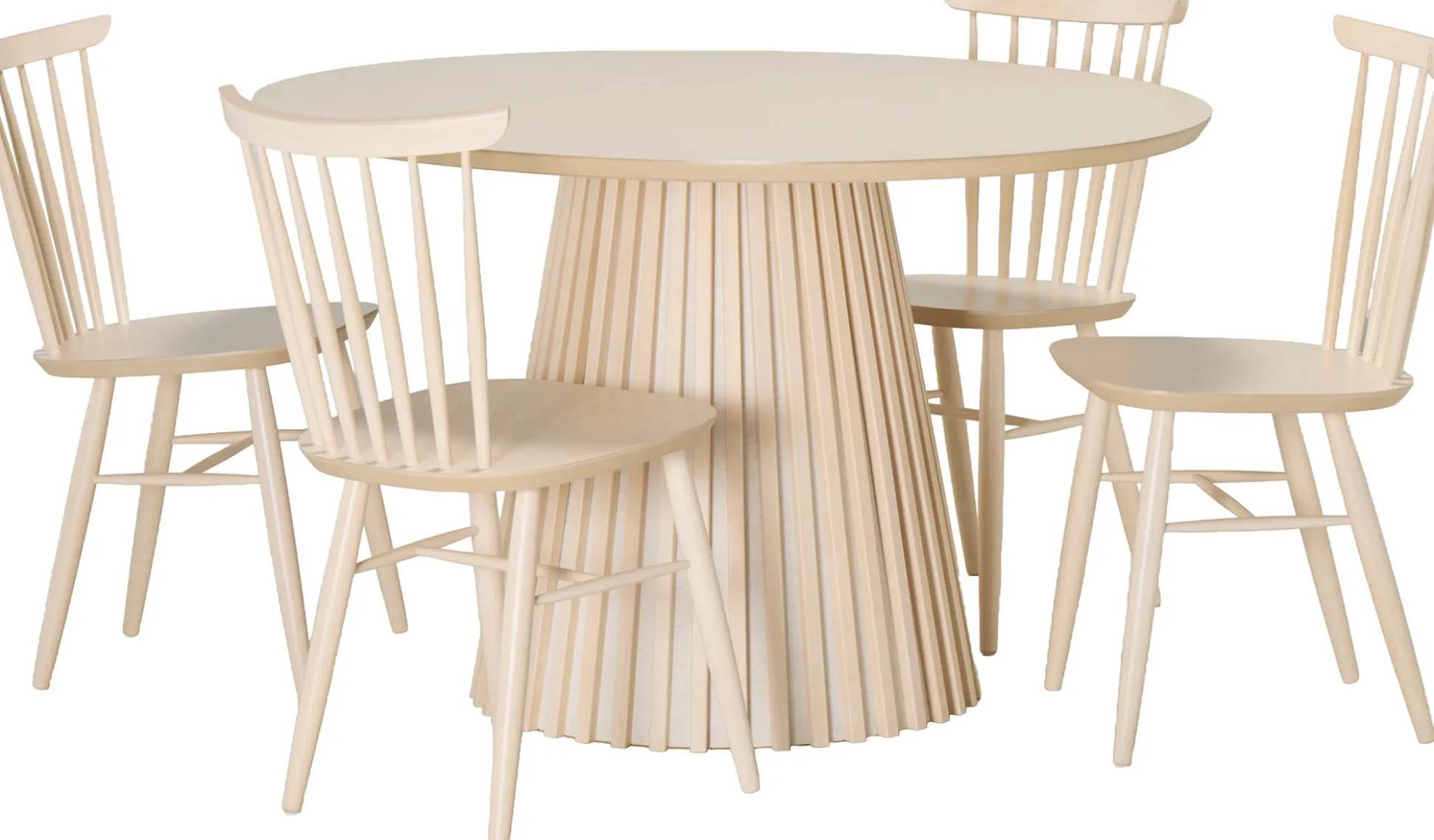 Venla (4-hengen ruokailuryhmä, pinnatuoleilla, valkolakattu 120cm)