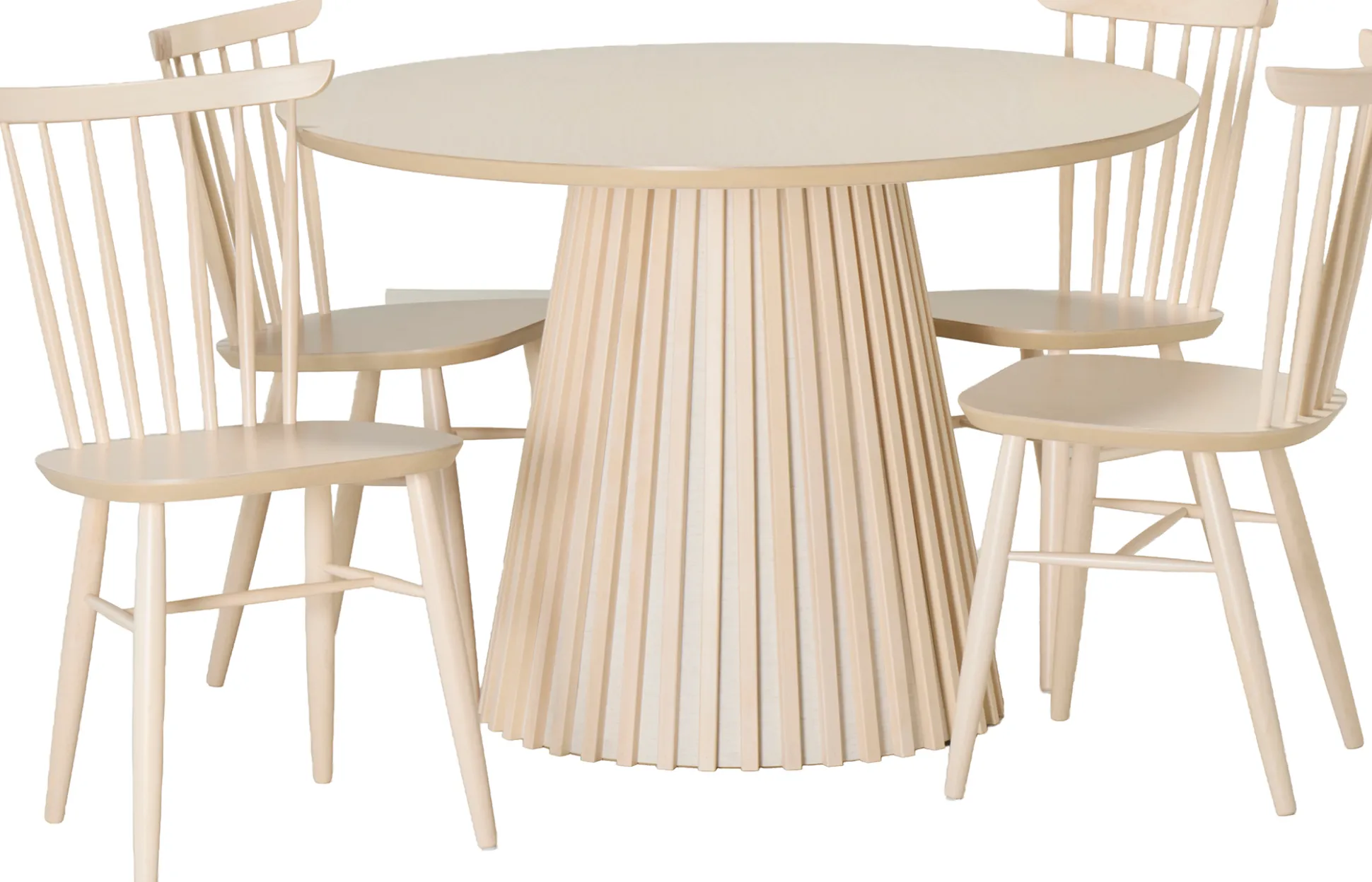 Venla (4-hengen ruokailuryhmä, pinnatuoleilla, valkolakattu 120cm)