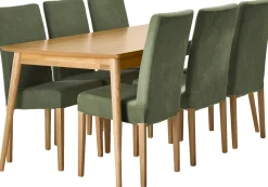 Venla (6-hengen ruokailuryhmä, vihreä/tammi 180cm)