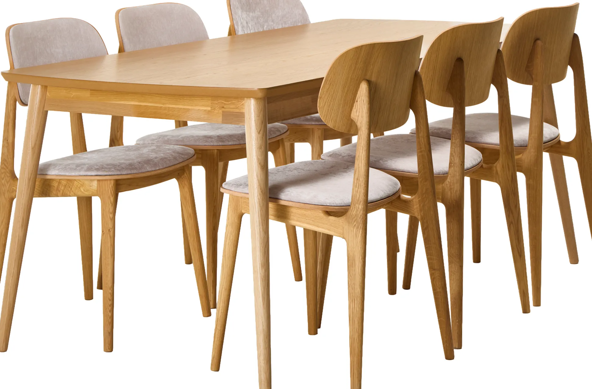 Venla & Starburst (6-hengen ruokailuryhmä, beige/tammi 180cm)