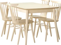 Venla (trendikäs 4-hengen ruokailuryhmä, pinnatuoleilla valkolakattu 130x80cm)